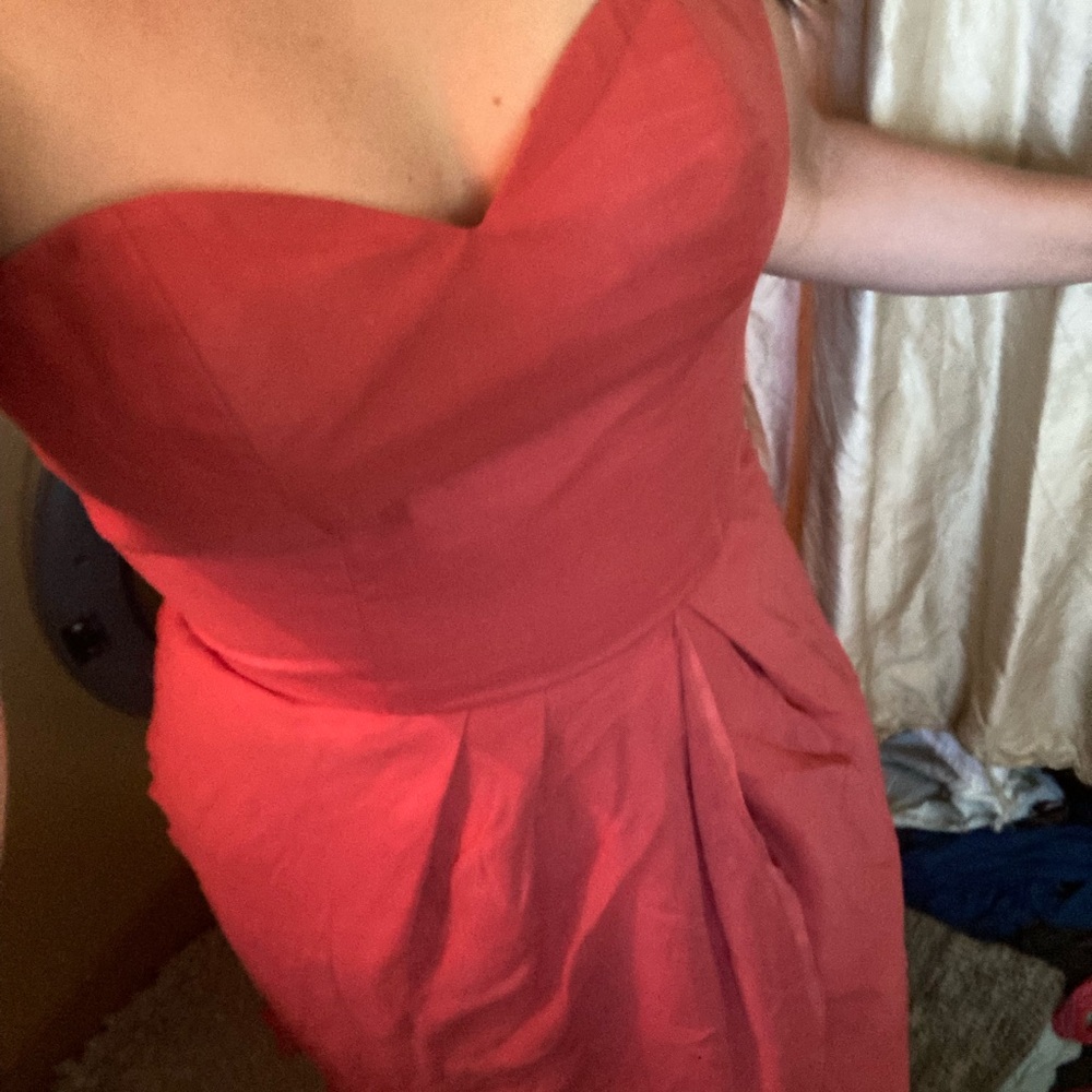 Carol Hannah Red Pleated Sweetheart Dress